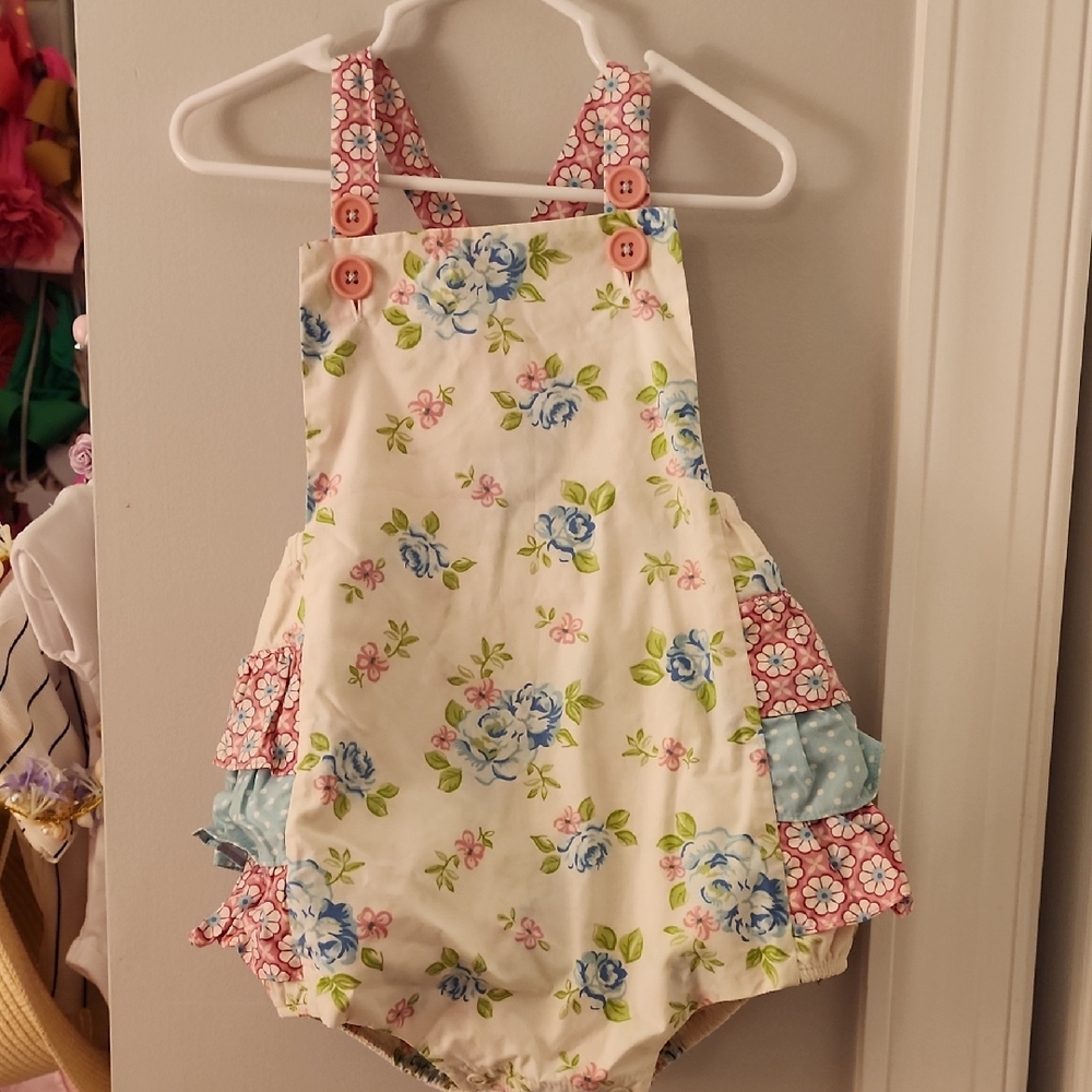 Floral Kids Romper with Ruffle Details